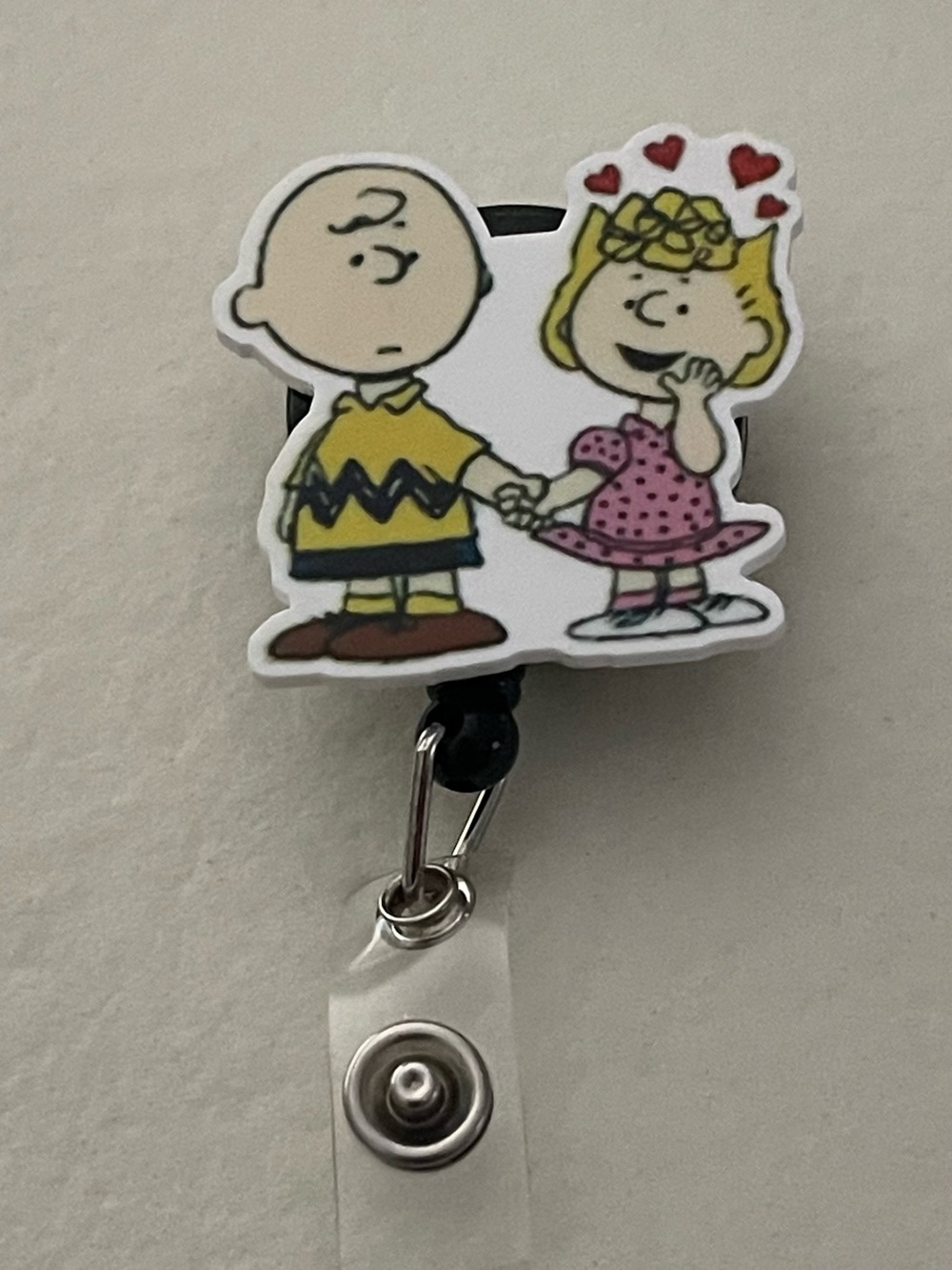 Peanuts Charlie Brown & Sally Retractable Badge Reel - Yellow & Pink